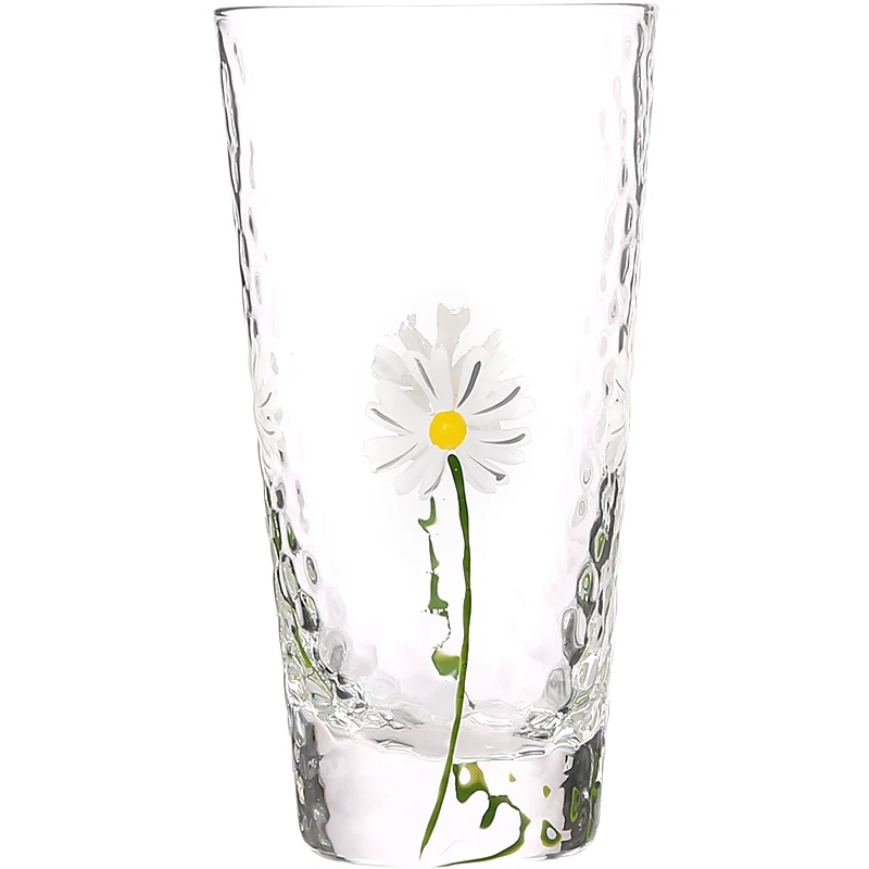 

Heat-resistant hammer grain glass household water cup simple and fresh Sen-type cup children lovely girl cup water bottles