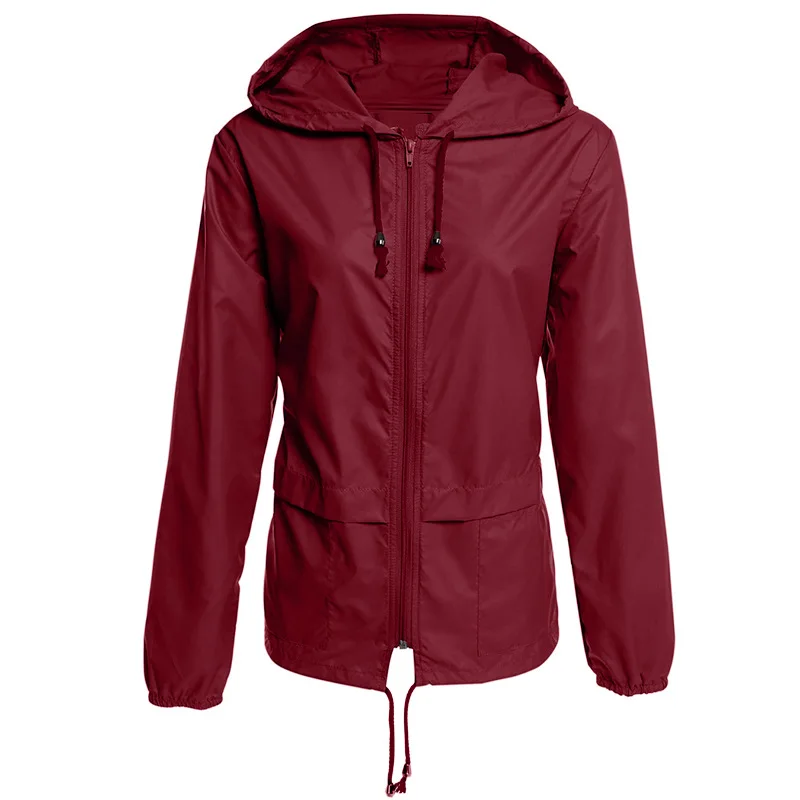 

Весенне-осенний кардиган на молнии с капюшоном, походная уличная непромокаемая куртка, однотонная куртка, Женский Повседневный Топ