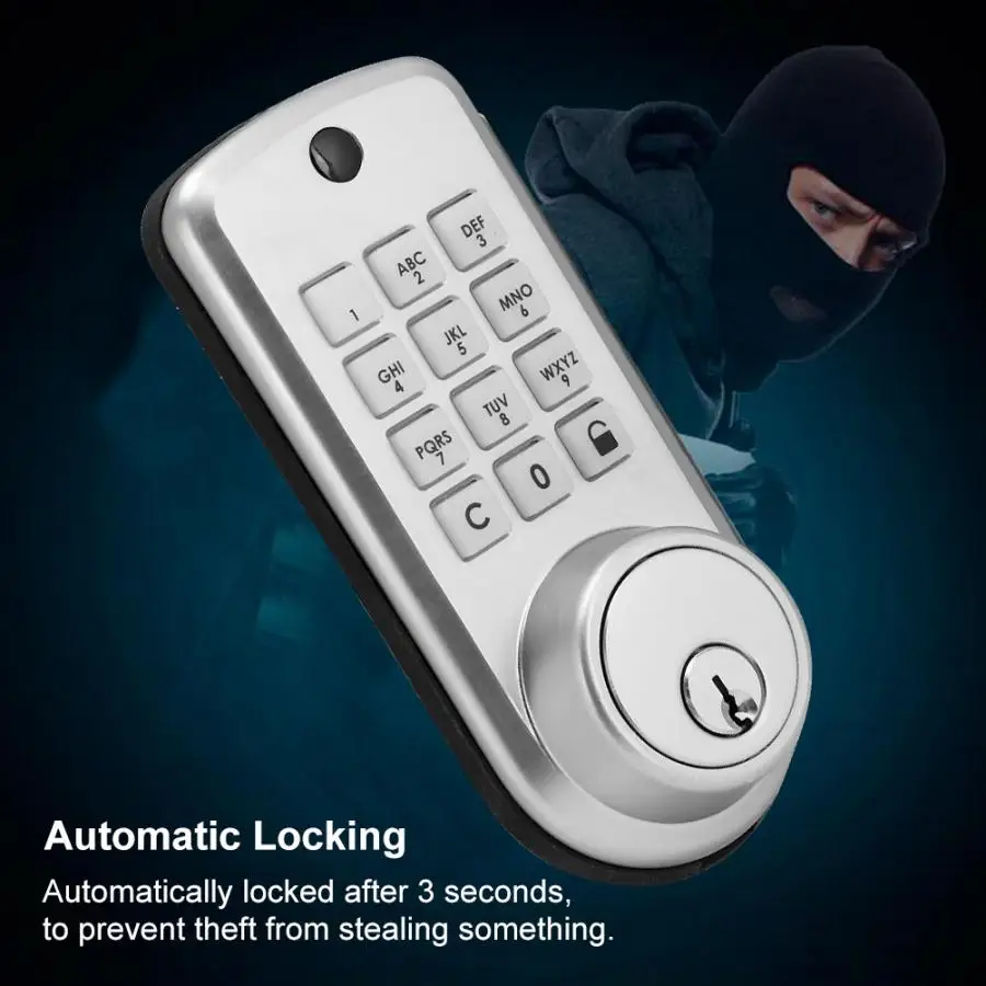 2.36-2.76in Adjustable Locking Tongue Smart Password Keypad Anti-Theft Electronic Door Lock with 2 Keys | Безопасность и защита