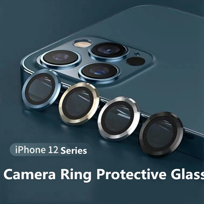 

Новинка для iPhone 11 12 mini pro 13Pro max металлическое кольцо стеклянная крышка для объектива камеры Защитная крышка аксессуары для фотографий