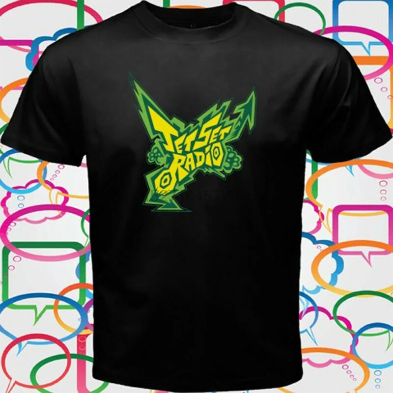 

Jet Set Radio Logo Anime Cartoon Game Mens Black T-Shirt Size S to 3XL