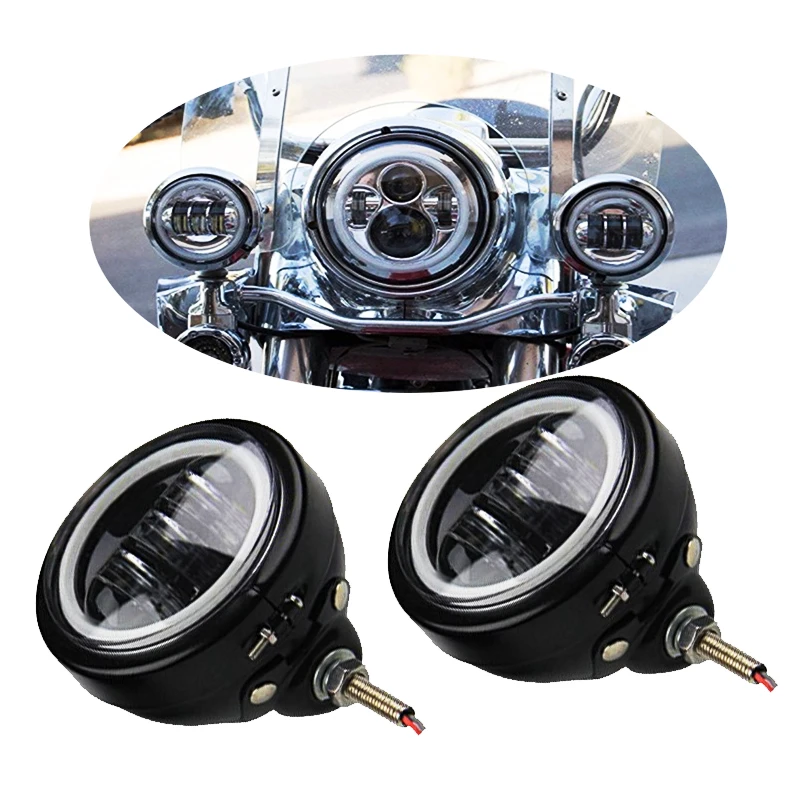 

4 1/2" 4.5 inch LED Auxiliary Spot Fog Passing Light Lamp with Housing Ring Mount Bracket For Touring Electra Glide