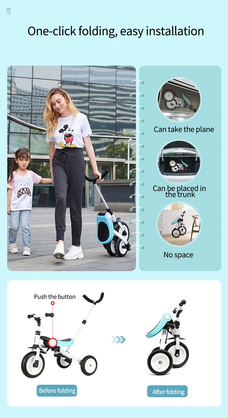 Подлинная nadle Верховая игрушка коляска трехколесный велосипед 1-3-6 лет складной детский велосипед детский скутер