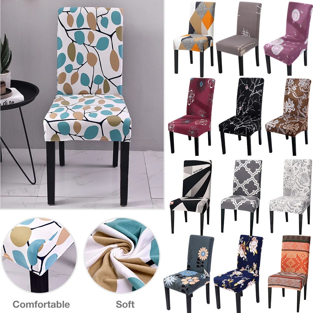 1/4/6 шт Эластичный обеденный чехол из спандекса с принтом современный съемный