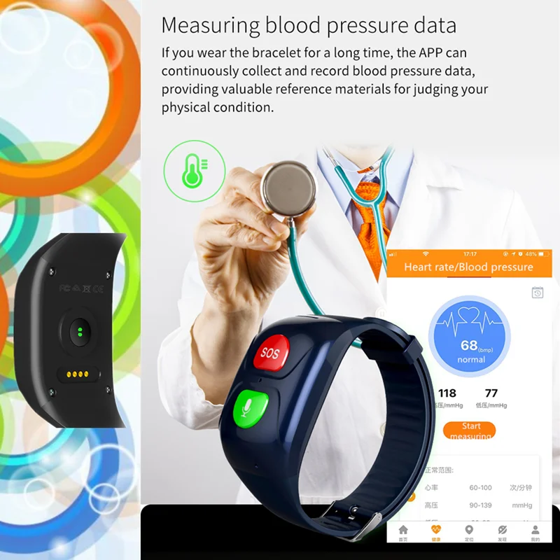 S1 Smart Watch Sport браслет 2G пожилых сердечного ритма крови Давление монитор
