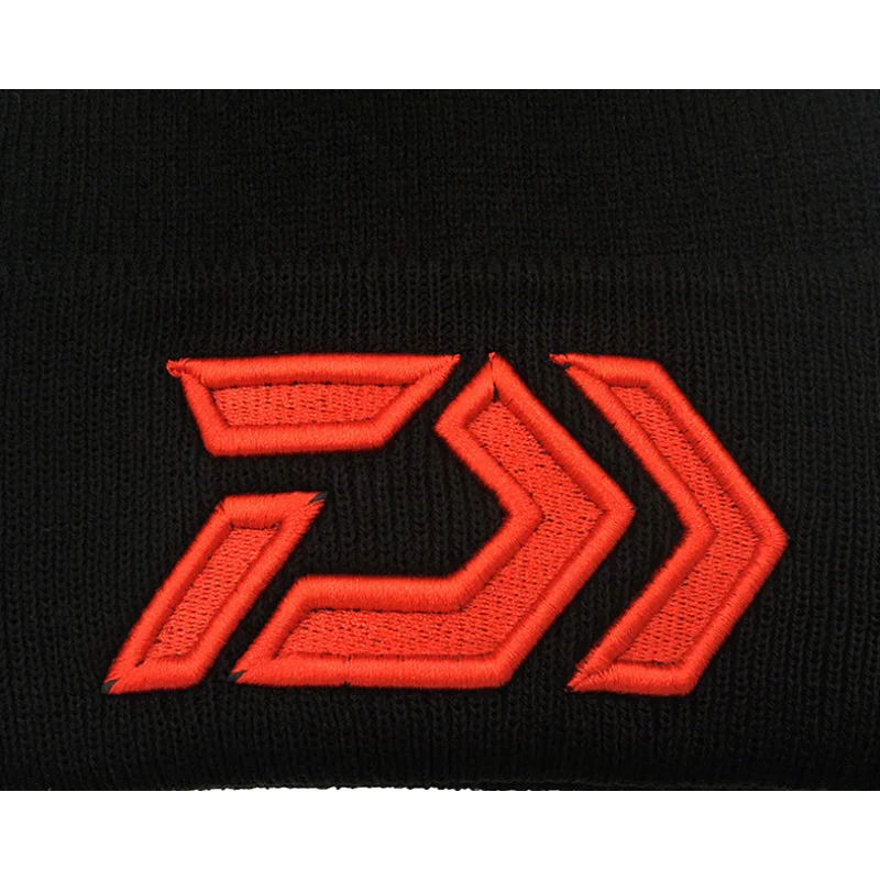 

New Daiwa Fishing Cap Embroidery Hat Knitting Hood Outdoor Warm Autumn Winter Cap Thermal Warm Hat for Hiking Traveling