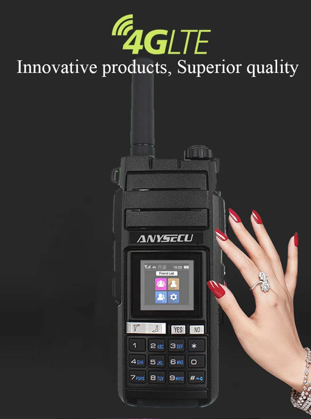 Anysecu 4G LTE Android Walkie Talkie 4G-HD700 сетевой телефон Радио прочное переговорное устройство смартфон Настоящее PTT радио