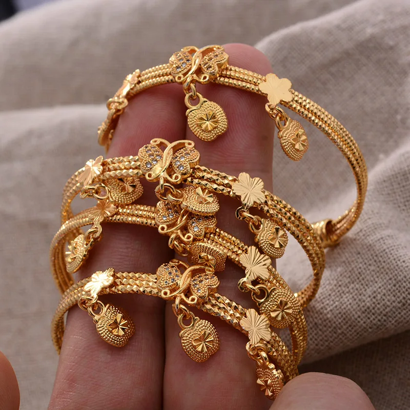 4 шт./лот золотой цвет браслет для девочек/малышей/детей Бабочка сердце