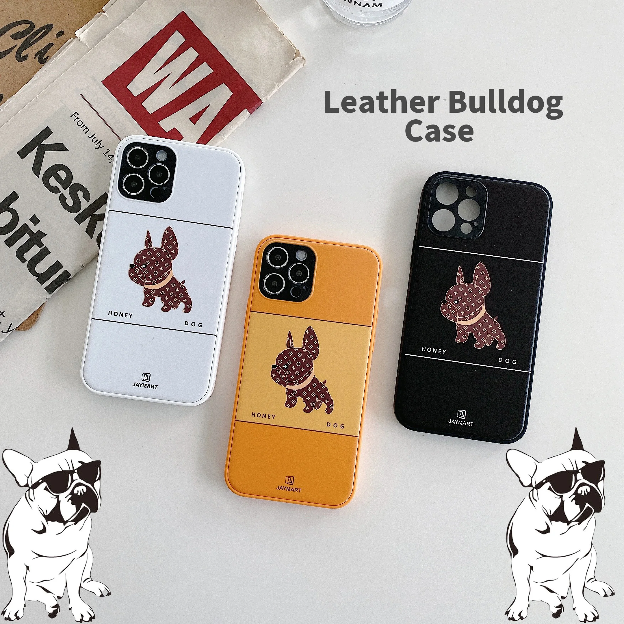 

Fashion Leather French Bulldog Phone Case for IPhone 11 12 Pro Max Mini 7 8 Plus XR X XS MAX Cute Cartoon INS hockproof Cover