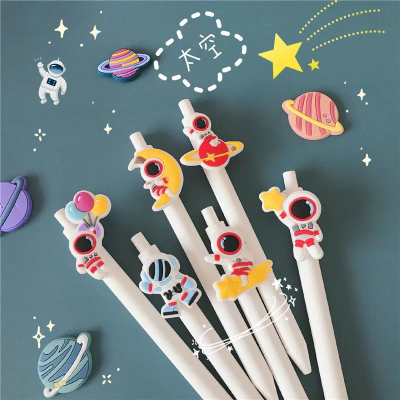 

36 pcs/lot Creative Astronaut Press Gel Pen Cute 0.5mm black ink Signature Pens School Office writing Supplies Promotional Gift