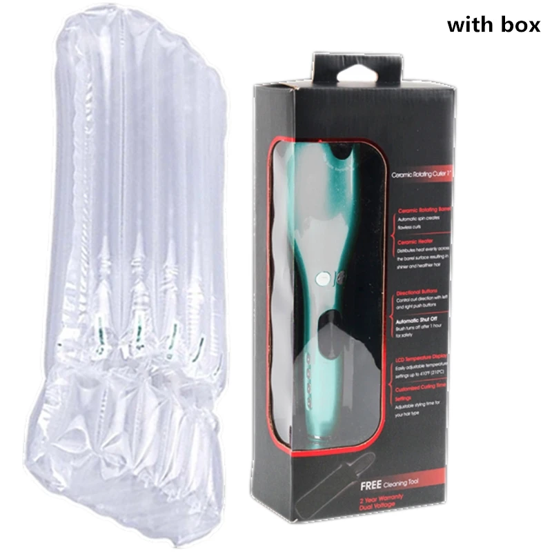 white with box Щетка для завивки волос утюжок Профессиональный спиральный вращающийся автоматический выпрямитель для волос палочка салонный стайлер Инструменты для укладки волос сухой локон железа - Цвет: white with box