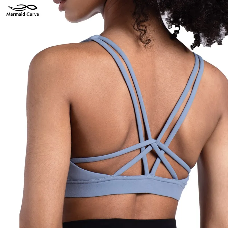 Женский спортивный бюстгальтер русалка легкий на бретелях со съемными чашками