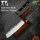 Нож XYj 7 дюймов из кованой стали для мясника, резак для костей, китайский слайсер, кожаный чехол, Подарочная коробка, сербский нож для шеф-повара, инструменты