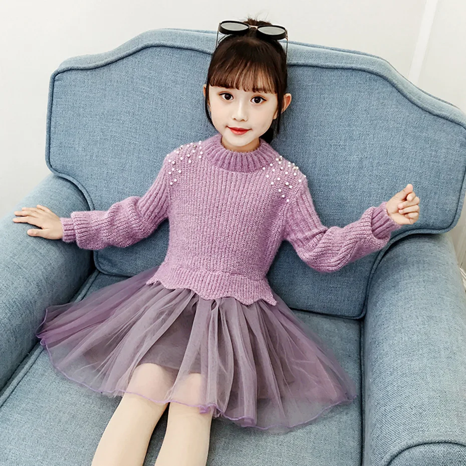 Трикотажное платье для девочек на осень/зиму | Детская одежда и обувь