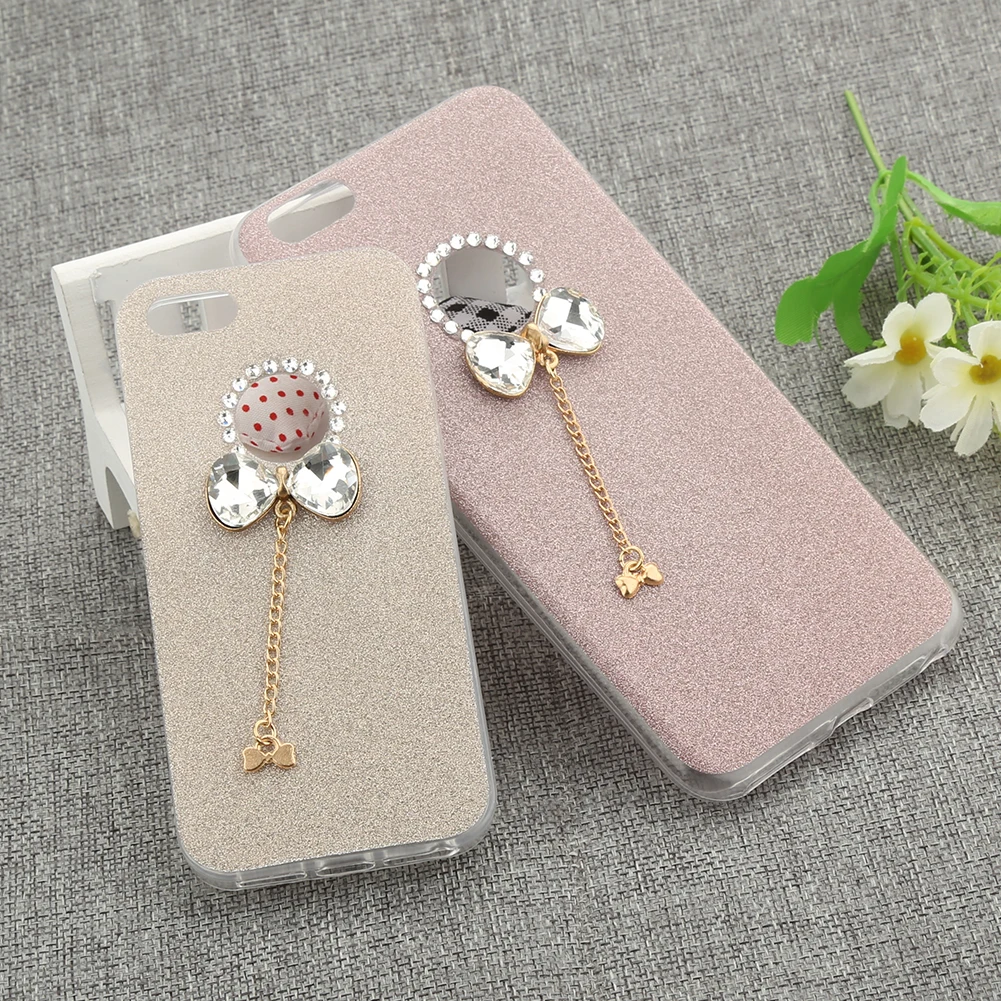 Роскошный чехол для телефона модные стразы блестящий бант подвеска мягкая