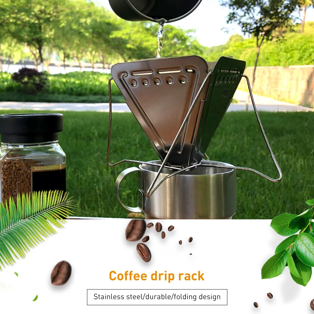 

1 PC Stainless Steel Coffee Filter Outdoor Camping Folding Portable Coffee Drip Rack Foldable Coffee Dripper High Quality