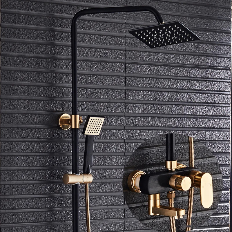 Черный и золотой смеситель для душа Космический алюминиевый ванны ручная