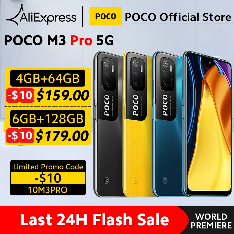  POCO M3 Pro 5G NFC Dimensity 700 Octa Core 90 Гц 6,5 "FHD + безрамочный экран с DotDisplay 5000 мА/ч 