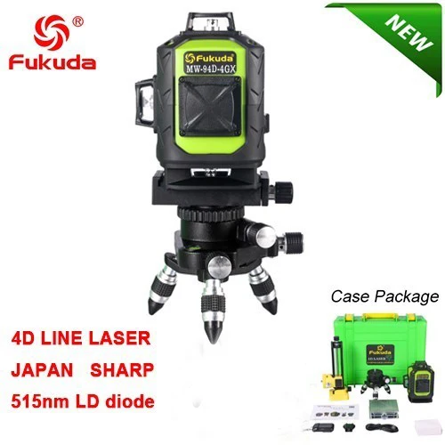 4GX 515nm green Фукуда бренд 12 линии 3D MW-93T-3G лазерный уровень 360 горизонтальный и вертикальный крест супер мощный зеленый лазер луч линии - Цвет: 4GX 515nm green