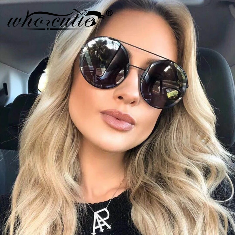 WHO CUTIE Ретро Красные Круглые Солнцезащитные очки мужские и женские брендовые