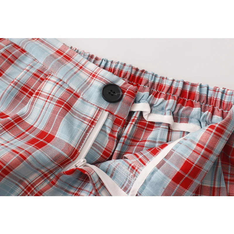 

Red Harajuku Plaid Printed Pants Women Korean Style High Waist Wide Leg Pants Female 2021 Summer New Casual Tide Loose Trousers