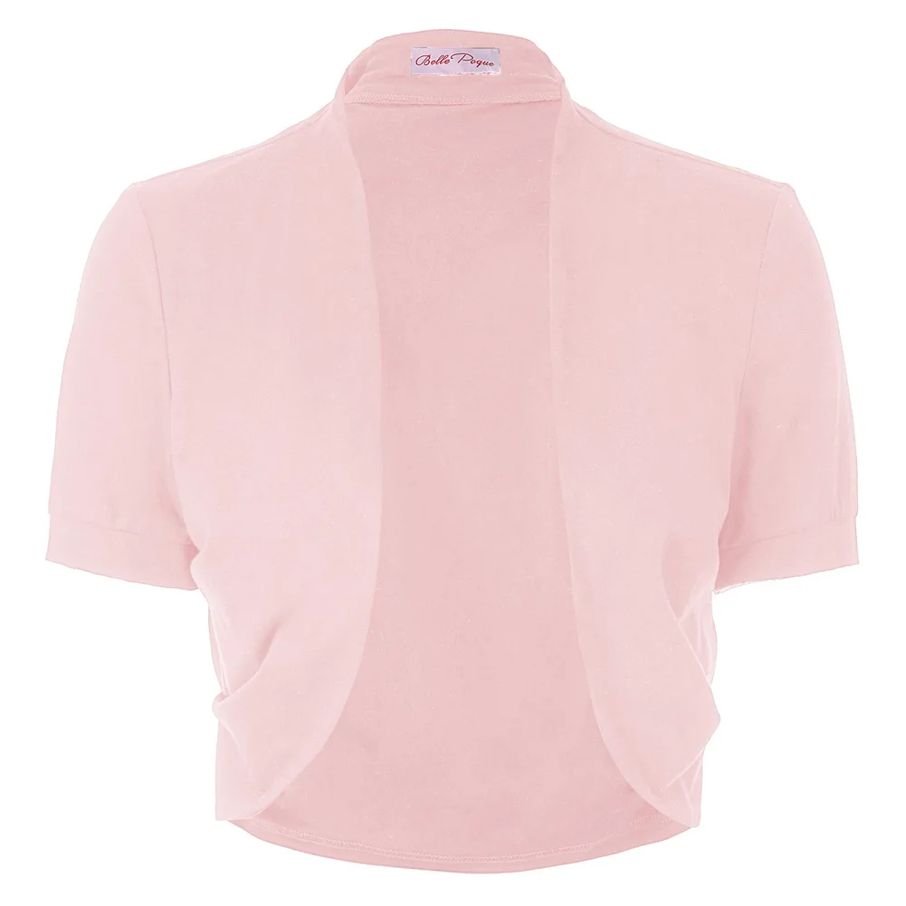 Женское болеро с коротким рукавом вечернее однотонное приталенное хлопковое