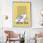 Постер Bom Dia Португалия, настенное искусство, минимализм, желтая кухня, искусство, кофе, холст, живопись, картины для гостиной, еды, домашний декор