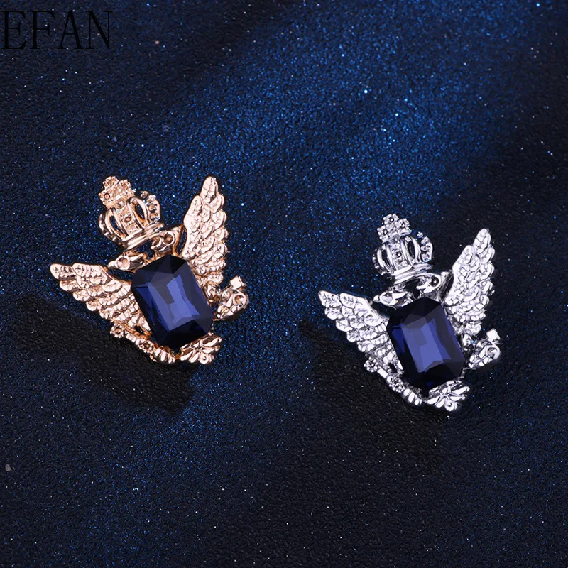 Мужской винтажный значок с двойным орлом брошь со стразами в стиле ретро