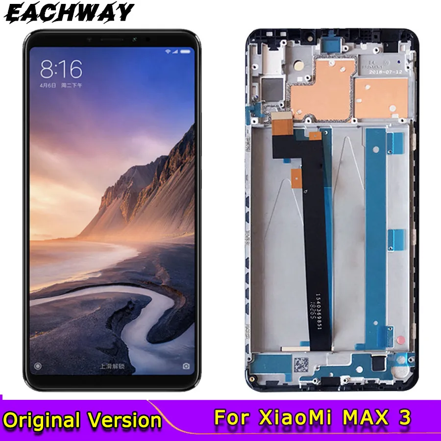 Черный сенсорный экран для 6 9 &quotXiaomi Mi MAX 3 ЖК дисплей дигитайзер сборки Max3