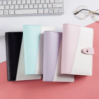 macaroon color a6 stitching pu leather diy binder notebook cover diary agenda planner paper cover school stationery