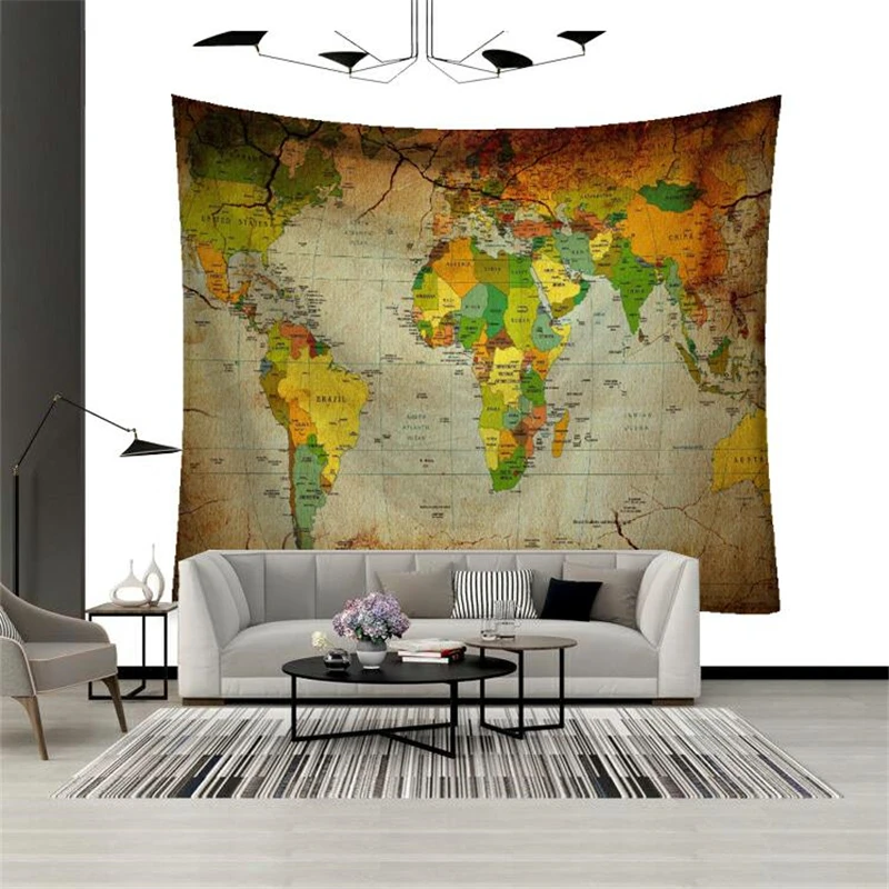 Карта мира гобелен на стену Искусство Наклейка Пляжное Полотенце покрывало