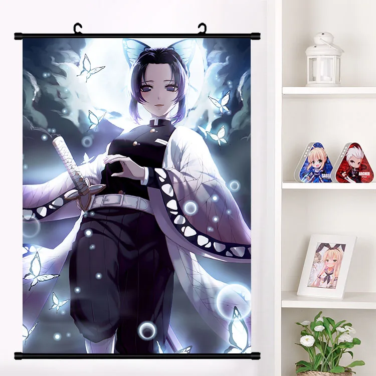 S Аниме Demon Slayer: Kimetsu no Yaiba Hashibira Kochou Shinobu Kanroji Kamado настенный плакат с прокручиванием домашний декор - Цвет: S