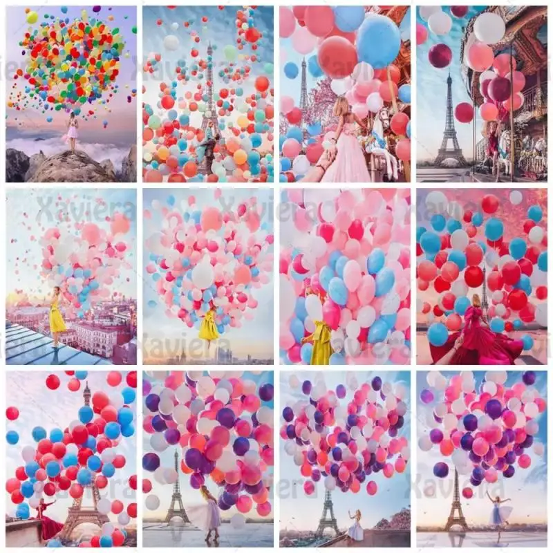 

Diamond Embroidery Landscape Colorful Balloon Diamond Painting Eiffel Tower Cross Stitch Rhinestones Art Picture Kit Wall Decor