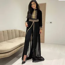 Arab Middle East New Prom Dresses Beading Sequined Appliques Long Sleeve Lace Formal Party Evening Dress Robe De Soirée Femme (4)