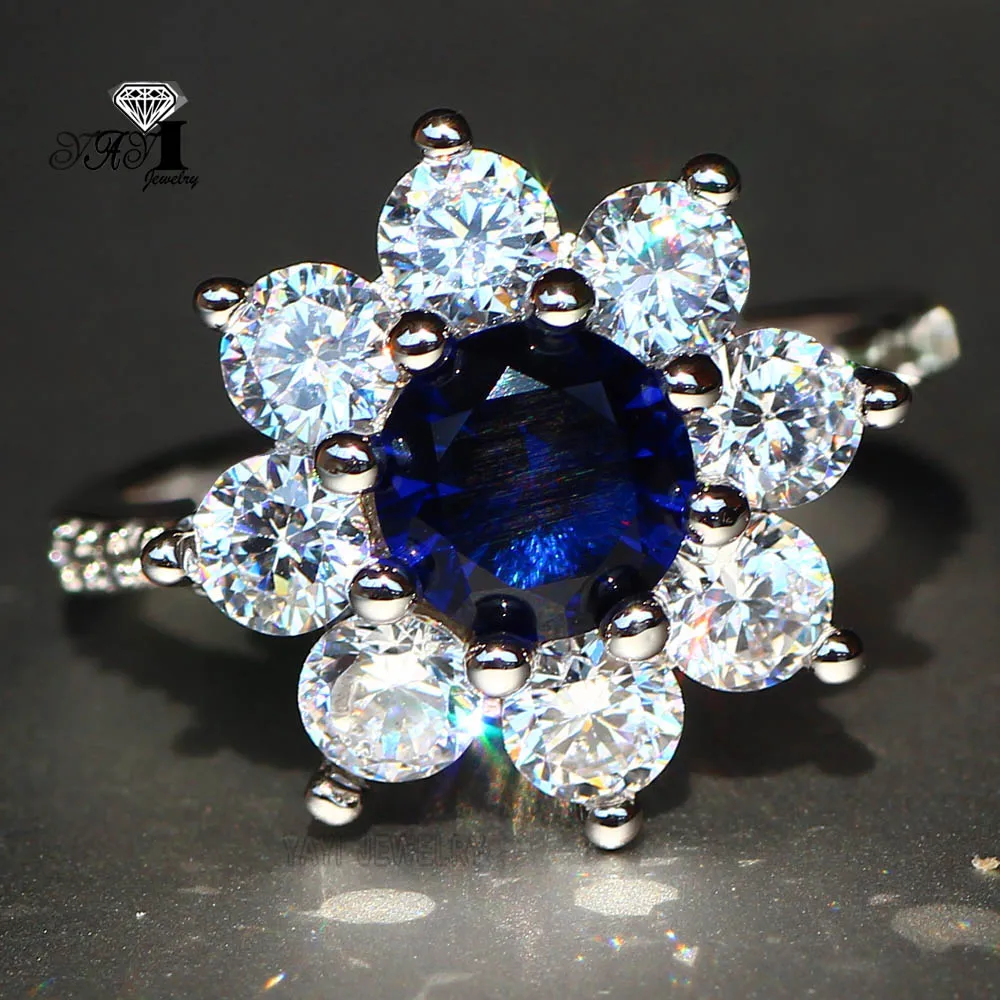 

YaYI Jewelry Fashion Princess Cut 3.9 CT White Zircon Silver Color Engagement Rings wedding Heart Flower Rings Party Rings