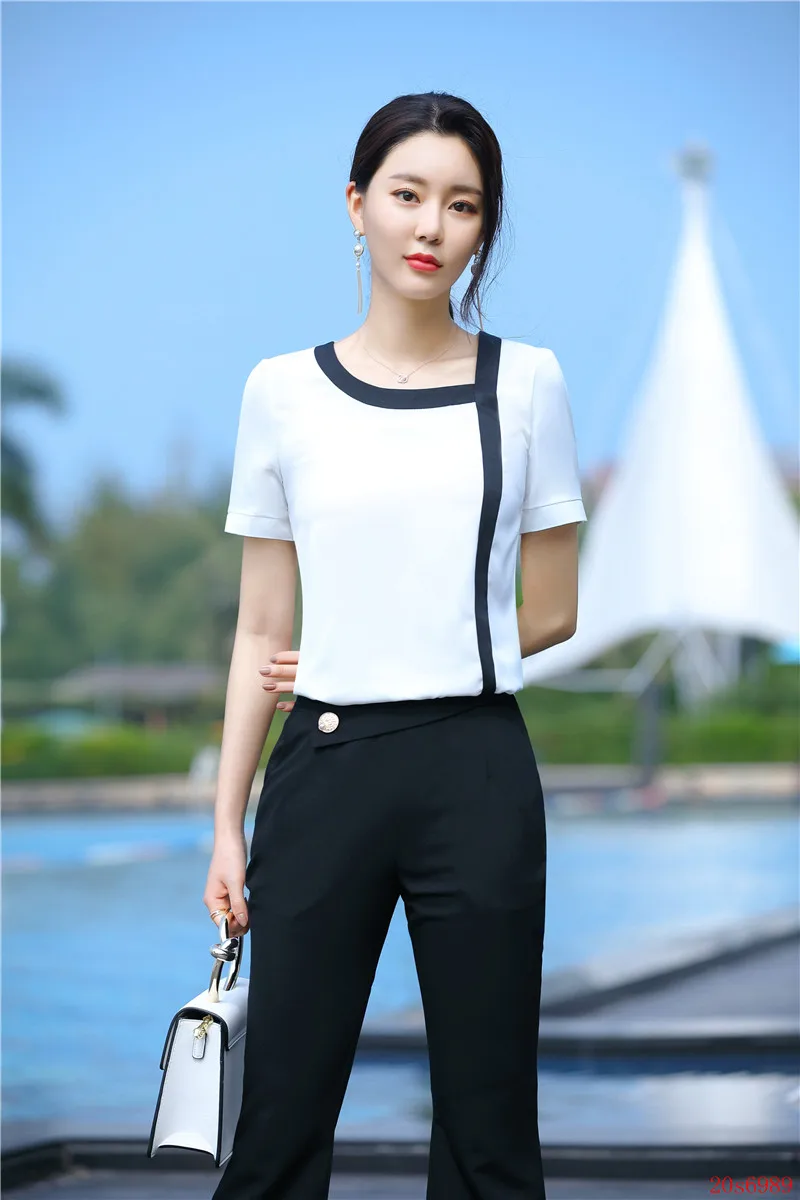 Женский офисный комплект из 2 предметов блузка с коротким рукавом и юбка | Женская