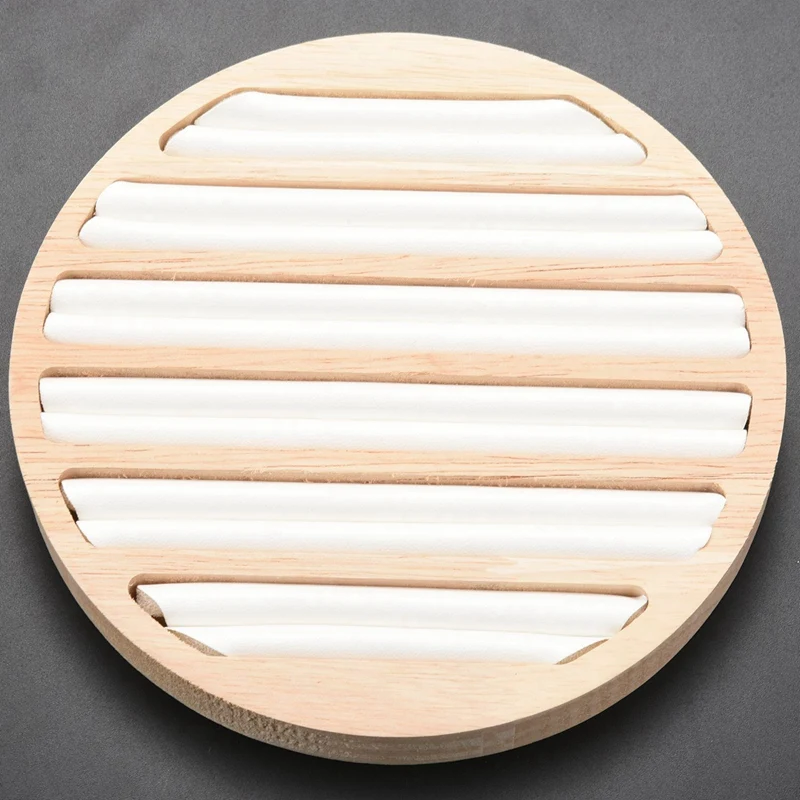 

1 Pc Rings Display Tray Wooden Round Ring Holder Showing Plate Jewelry Organizer Showcase for Shop