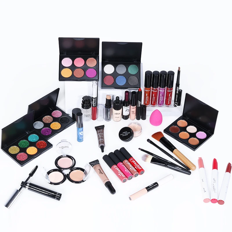 

POPFEEL MakeUp Sets Fashion Cosmetics Kit Eyeshadow Lipstick Eyebrow Pencil Lip Gloss Makeup Brush Powder Long-lasting Puff Gift