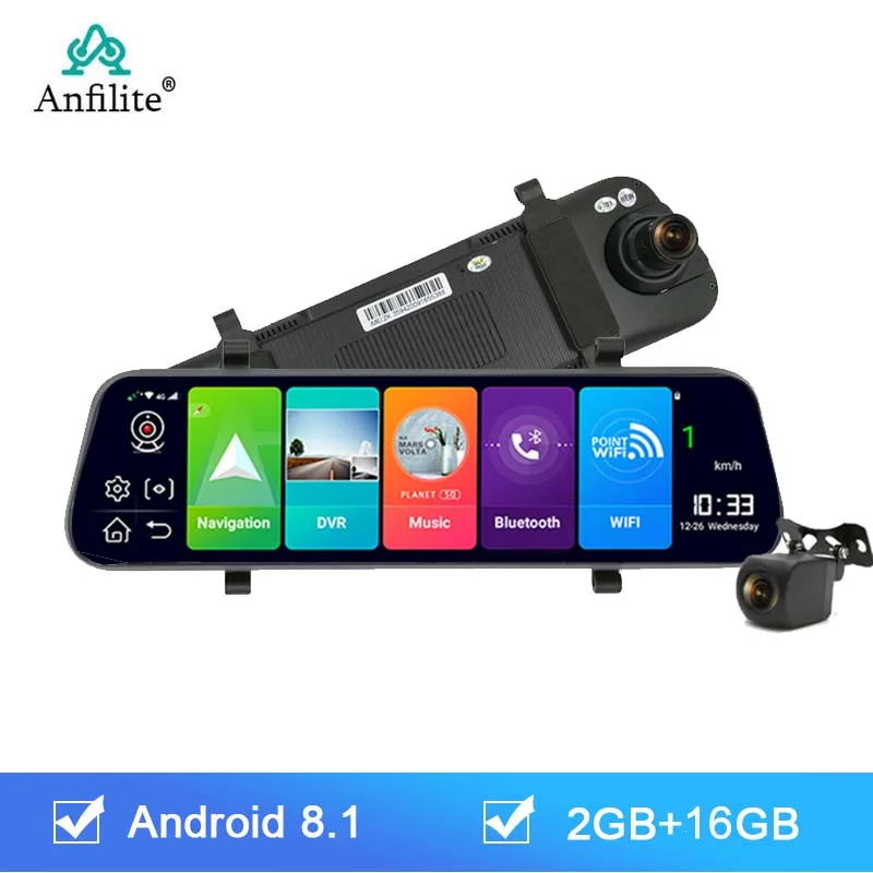 Автомобильный видеорегистратор ADAS 4G 10 дюймов Wi Fi Android 8 1 GPS 1080P|Видеозеркало для