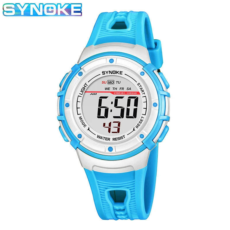 Часы SYNOKE Детские светодиодные цифровые спортивные с силиконовым ремешком со
