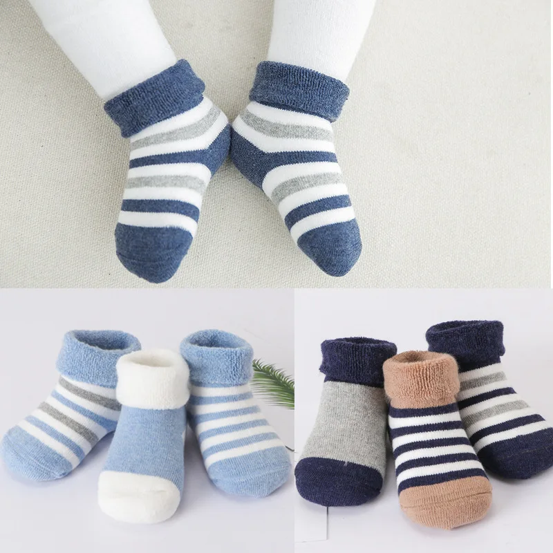 3 pair Baby Winter Thick Terry Socks Soft Warm Newborn Cotton Boys Girls Cute Toddler Floor 0-3 Years | Детская одежда и обувь