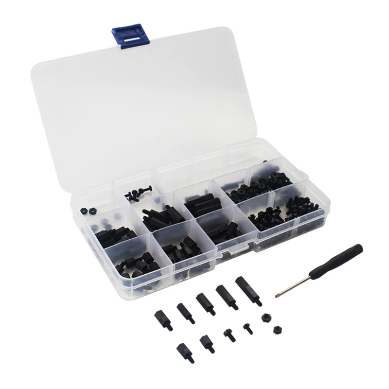 

Raspberry Pi Screw Set Black Nylon Screw Parts Spacers Nuts Installation Tool with Screwdriver＋Plastic Storage Case