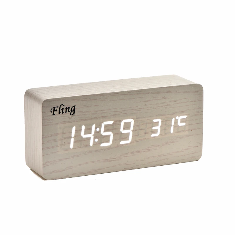 Электронные деревянные часы FLING светодиодные цифросветодиодный Смарт-часы с