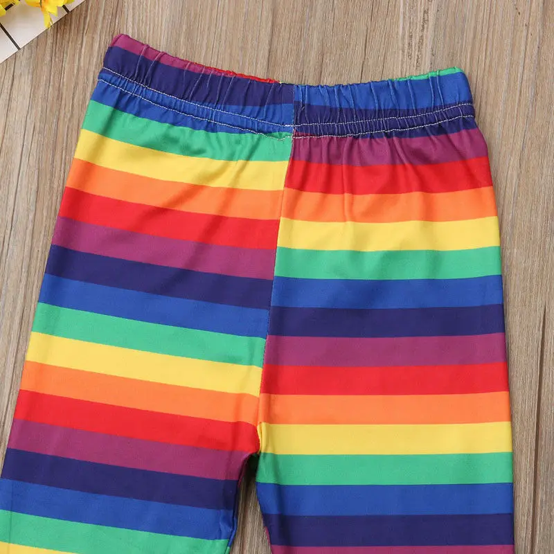 Новинка 2019 года леггинсы в радужную полоску для маленьких девочек хлопковые