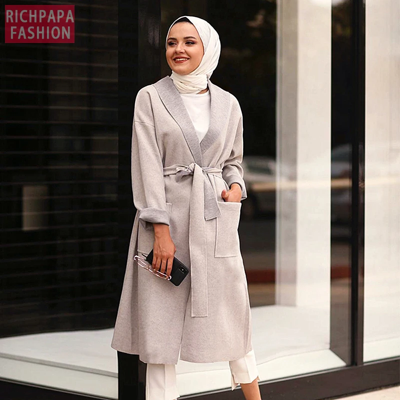 Двусторонний кашемировый болеро shmat Djelaba женский Shrugs Abaya кимоно длинный
