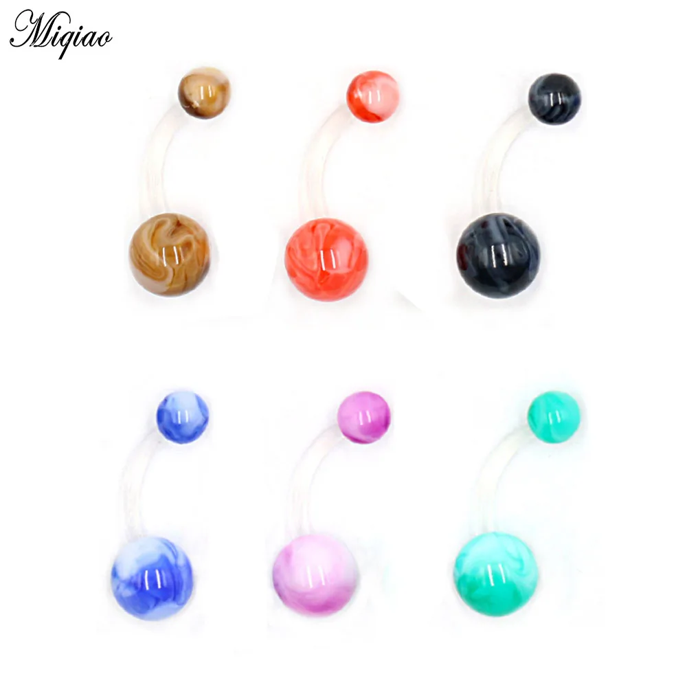 

Miqiao 1pcs European and American Sexy Body Piercing Accessories Acrylic Soft Rod Belly Button Nail