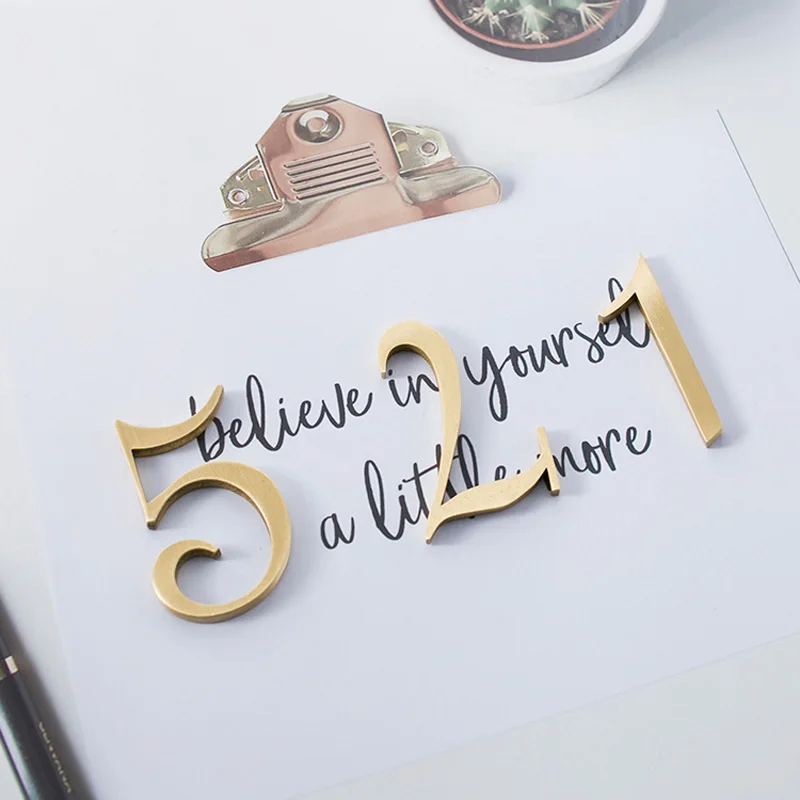 Твердый латунный номер дома/50 мм высота/0-9 для офиса Современная табличка номера