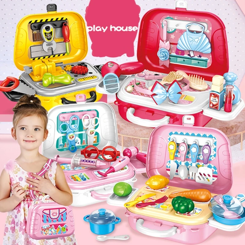 Shoulder Bag for Kitchen Cooking Tableware Toys Girls Makeup Tools Doctor Kit fit for Children Early Education Use D5QA