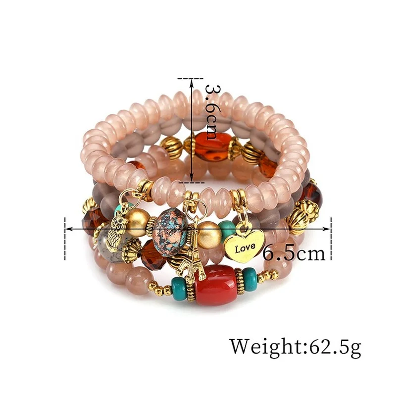 

New retro bracelet female creative literary multi-string personality bracelet bohemian ethnic elastic bracelet wholesale