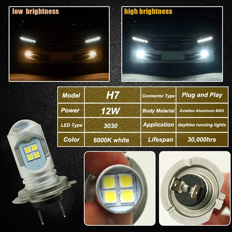 Противотуманные фары для Lexus GX470 RX330 330 350 LX470 IS200 IS 250 GX LED H7 IP65 белые 6000K DRL 2400LM